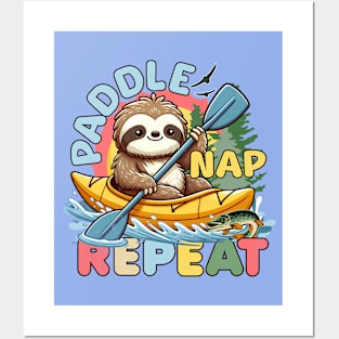 Funny Sloth Outdoor - Kayaking Sloth Posters and Art